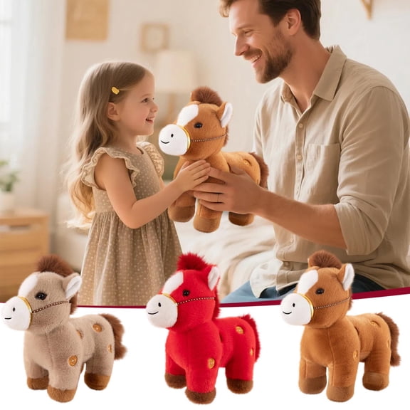 Little Horse Figurine Plush Doll, Horse Figurine for Christmas Decor, Family Gathering Gift, Plush Horse Statue for Mantel Display and Home Setting Akmoler
