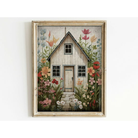 Little House Art Print, Tinyhouse Decor, Zen Home Decor, Summer House Decor, Floral Home Decor, Whimsical Wall Art, Art Wall Art, Modern Wall Decor, 8x12 UNFRAMED