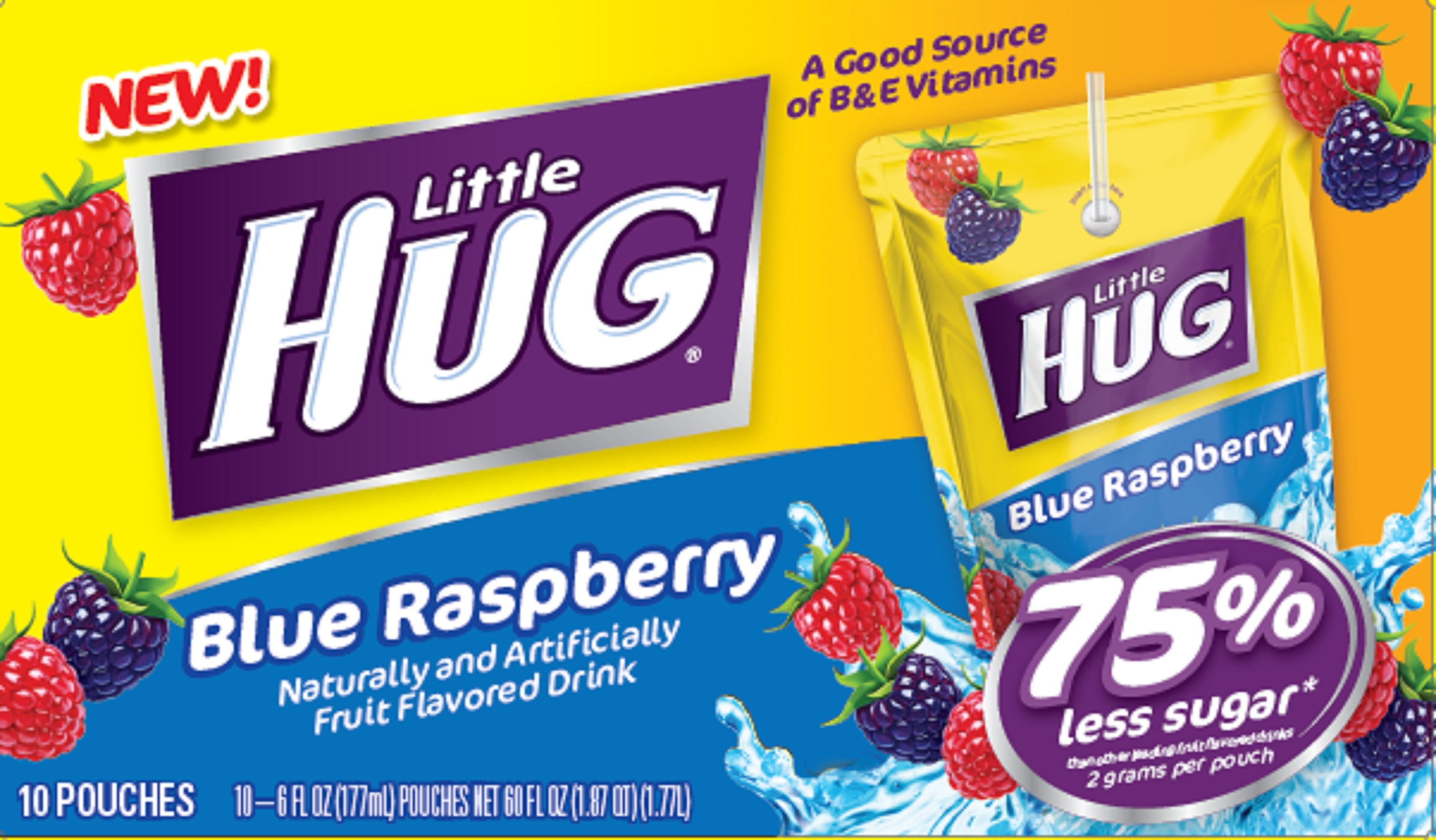 Little Hug Blue Raspberry Fruit Drink, 6 Fl. Oz., 10 Count
