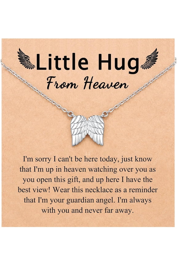 Little Hug from Heaven - Angel Wings Necklace Sympathy Condolence Gifts Keepsake