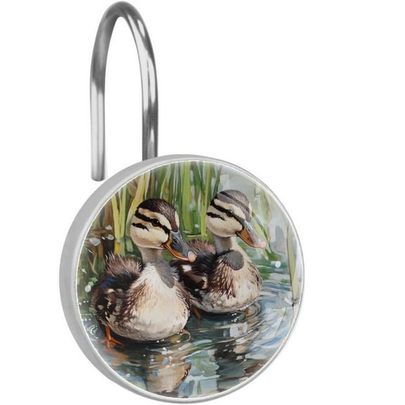 Little Indian Runner Ducks Shower Curtain Hooks Round Crystal Glass, Set of 12 Shower Curtain Rings - Shower Hooks for Curtain Shower Rings