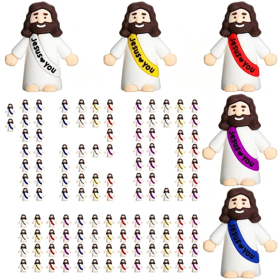 120 pcs Little Jesus Figures Jesus Loves You Mini Jesus Figures Hide and Seek Religious Party Favors Sunday School Baptism Gifts