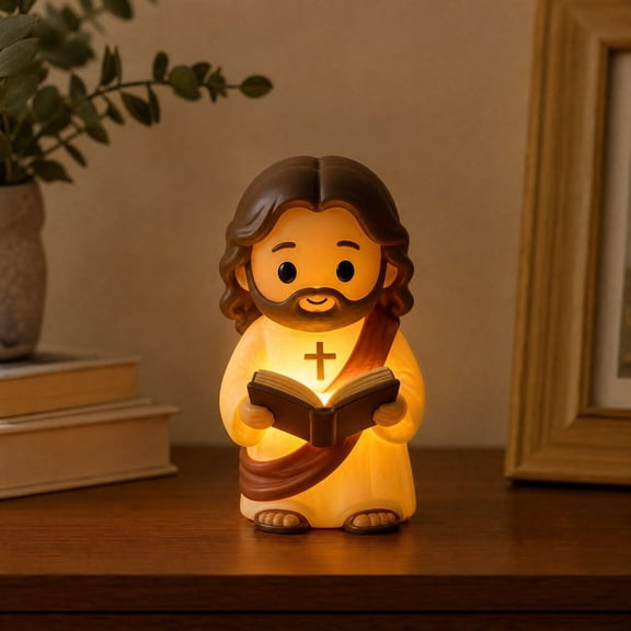 Little Jesus Night Lights Reading Holy Bible LED Nightlight for Bedroom Nursery Spiritual Decor