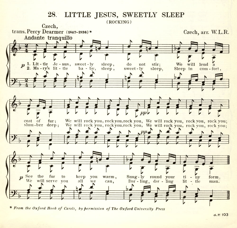 Little Jesus Sweetly Sleep Dearmer (1867-1936) Treasury of Christmas Music 1950 Canvas Art - (18 x 24)
