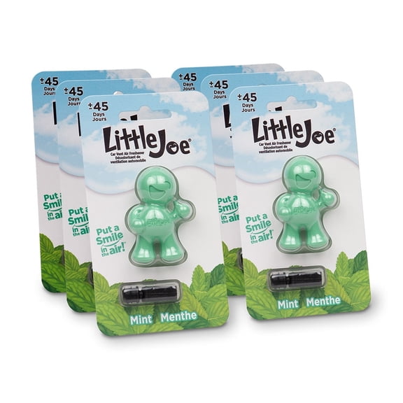 Little Joe 96406-6PK Fresh Mint Scent Car Air Freshener Clips to A/C Air Vent Uses Alcohol-Free Fragrance Oil is Non-Hazardous and Non-Toxic Plastic, Pack of 6
