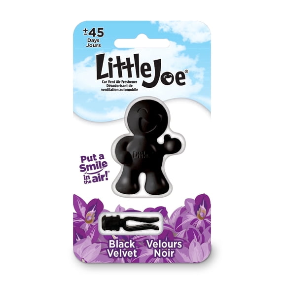 Little Joe 96405 Black Velvet Scent, Car Air Freshener, Clips to A/C Air Vent, Alcohol-Free Fragrance Oil, Non-Hazardous and Non-Toxic Plastic, Set of 1