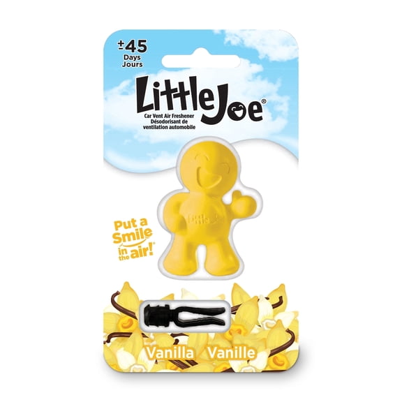 Little Joe 96402 Vanilla Scent, Car Air Freshener, Clips to A/C Air Vent, Alcohol-Free Fragrance Oil, Non-Hazardous and Non-Toxic Plastic, Set of 1