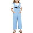 thumbnail image 1 of Little Jumpsuit for Girls Back to School Romper Letter Print Rompers with Pockets for Daily Wear Girls Clothes Size 5-6 Years, 1 of 4