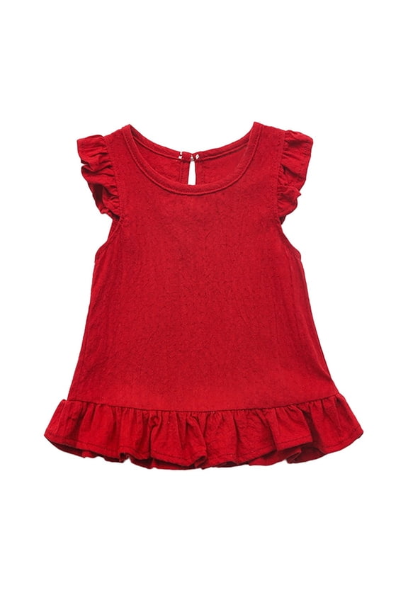 Little Kid Baby Kids Girl Fly Sleeve Ruffle Solid Color Tops Blouse Clothes Girls Flannel Top Girl Tops for Teens Size 5 Girls Undershirts Long Sleeve Top Toddler Size 12 14 4-5 Years Red