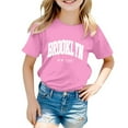 thumbnail image 1 of Little Kid Boy And Girl Fashion Casual Print Round Neck Loose Short Sleeve T Shirt Top T Shirts Bulk Kids Long Sleeve Light Shirt Girl Shirts Crop Tops Crop Tops for Kids 9-10 7-8 Years Pink, 1 of 4