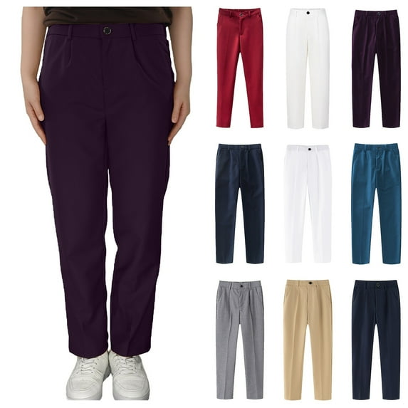 Little Kid Boys' Little Stretch Twill Skinny Leg Pant with Pockets, School Uniforms for Kids and Teens Purple 3-4 Years