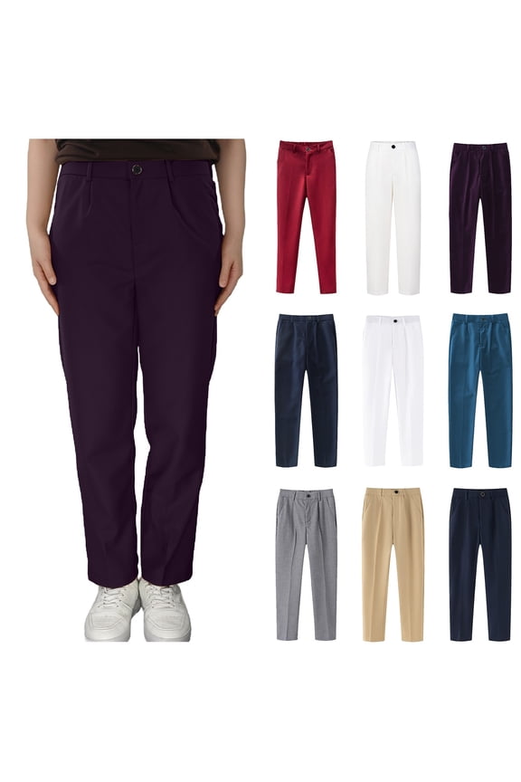 Little Kid Boys' Little Stretch Twill Skinny Leg Pant with Pockets, School Uniforms for Kids and Teens Purple 3-4 Years