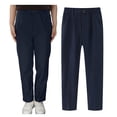 thumbnail image 1 of Little Kid Boys' School Uniform High Waisted Bootcut Pants, Elastic Waistband with Button Closure, Twill Material Navy 5-6 Years, 1 of 5