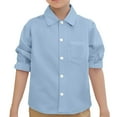 thumbnail image 1 of Little Kid Child Boys Girls Shirt Solid Long Sleeve Toddler Kids Gentleman Lapel Button Tops Boys Light Shirt Graphic Tees for Baby Boy Boy Undershirt Size 8 Nose Day Toddler 4t 4-5 Years Blue, 1 of 5