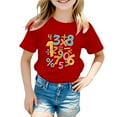 thumbnail image 1 of Little Kid Children's Cute Math Themed Casual And Versatile T Shirt Top for Teen Girls Toddler Girls Full Sleeve Tops Teens Crop Tops Teal Top Kids Hat Girl Undershirt Size 16 5-6 Years Red, 1 of 4