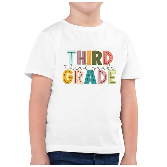 Little Kid Children's Fashion Back To School Season Printed Round Neck Short Sleeve Casual T Shirt Top Basketball High Tops Girls Tan Long Sleeve Top for Girls And Leggings( 10) 6-7 Years White