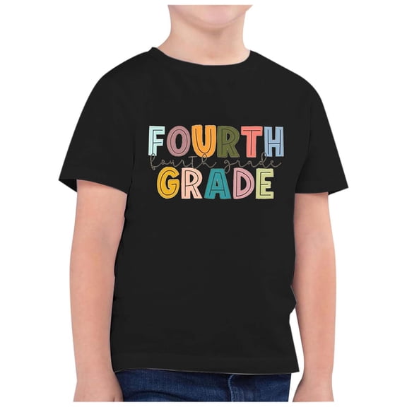 Little Kid Children's Fashion Back To School Season Printed Round Neck Short Sleeve Casual T Shirt Top Big Girls off Shoulder Top Clothes Girls Crop Tops Long Sleeve( 11) 4-5 Years Black