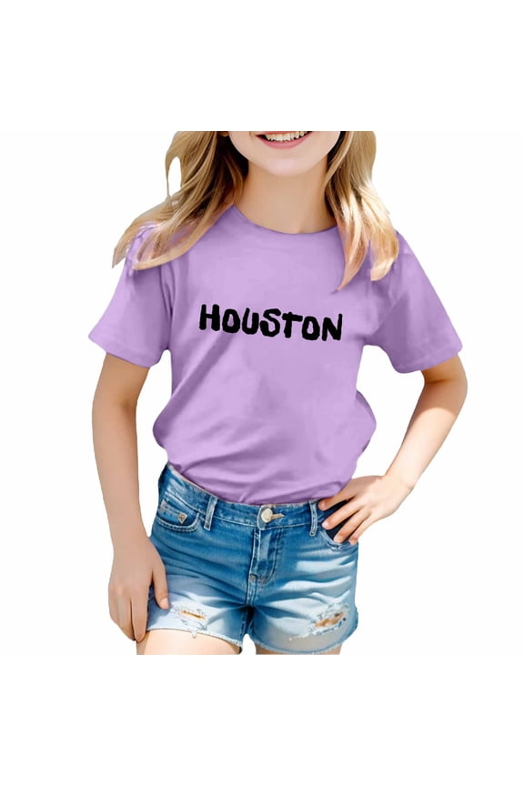 Little Kid Children's Fashion City Theme Printed T Shirt Casual And Comfortable Top For Boys And Girls Reverse Sequin Shirt Girls Big Tall Top Tops for Toddler Baby Girl Cow 3-4 Years Purple