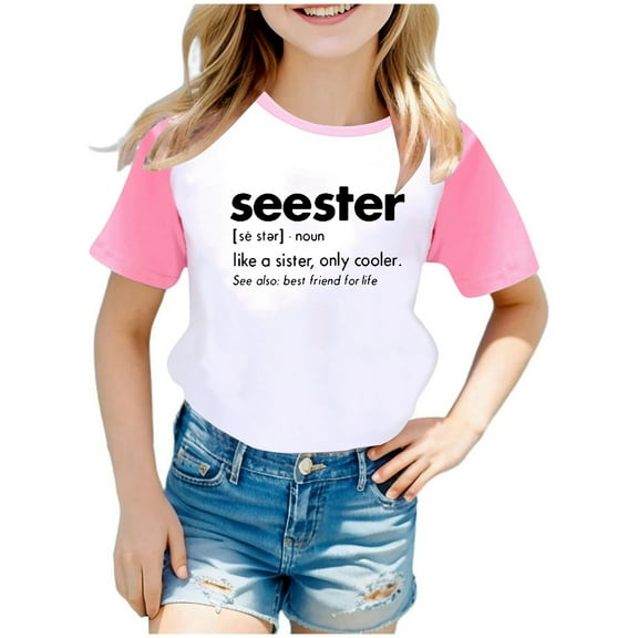 Little Kid Fashion Children Kids Boys Girls Summer Short Sleeve Letter Printed Shirt Blouse Top Casual Tunic Clothes Girls Knit Top High Tops for Size 1 Summer Shirts Size 8 7-8 Years Pink