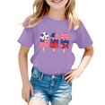 thumbnail image 1 of Little Kid Girl's 4th Of July Patriotic Short Sleeve T Shirt Cute Independence Day Flag Print Tee Comfortable Casual Summer Top For Toddler Kids Undershirts for Toddler Girls 3-4 Years Purple, 1 of 4