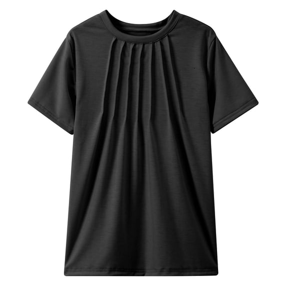 Little Kid Girls Pleated T Shirts Kids Summer Short Sleeve Fashion Tops Tees 5 14 Years Tunic Toddler Girl Undershirt Girls Athletic Shirts T Strap Shirt Undershirts Tops Shirt 7-8 Years Black