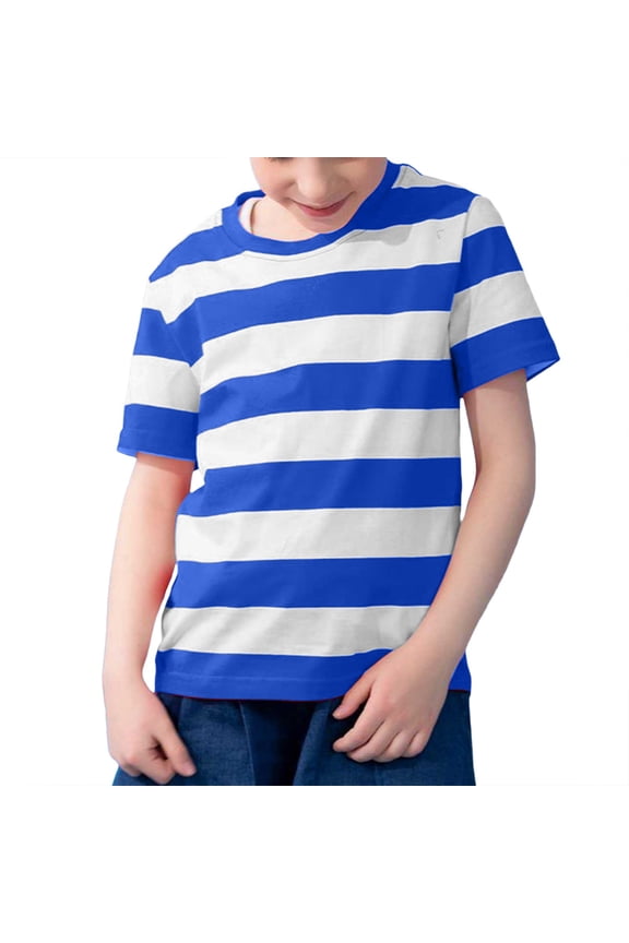 Little Kid Girls Summer Striped Short Sleeve T Shirts Color Block Trendy Crewneck Pullover Tops Casual Blouse 4 Yr Girl Top Sellers Short Sleeve Tunic Shirt Dance Tops for 4-5 Years Blue