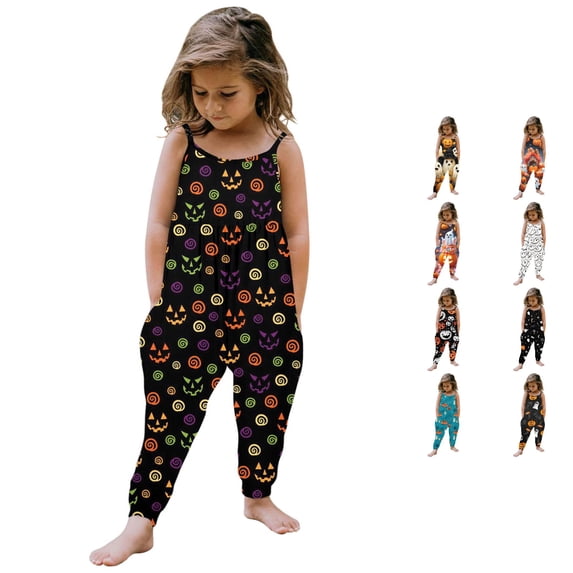 Little Kid Halloween Gift for Girl Overalls Girls Romper Jumpsuit Toddler Girl Halloween Sleeveless Romper Jumpsuit Outfits for Autumn and Everyday Wear Purple 1-2 Years