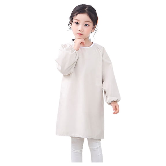 Little Kid Kid Art Smock Solid Color Apron For Children Printed Artist Painting Aprons Smocks With Long Sleeve Girls Shirts 5t Pack Legging Tops for Girls Top Girl Books 1-4 Years Gray