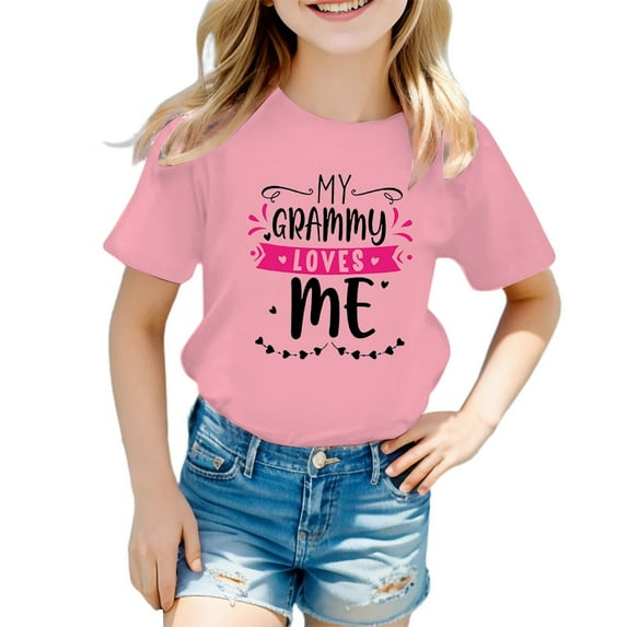 Little Kid Kid Girls Cute Graphic Round Neck Short Sleeve Tee Summer Casual T Shirt Christmas Top Baby Girl Crop Top Tops for Girls Snowflake Long Crop for Little Girl School 7-8 Years Pink