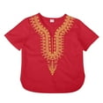 thumbnail image 1 of Little Kid Kids African Classic Childrens Dashiki Casual Loose Shirt Outfits Boys Girls Toddler Clothes Pack Boys Youth Undershirts Soccer Cleats High Tops Hooded Tops Kids Solid 3-4 Years Red, 1 of 4