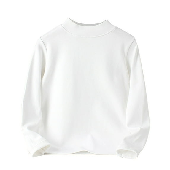 Little Kid Kids Baby Boys Girls Shirts High Collar Soft T Shirt Unisex Long Sleeve Tee Tops Crop Tops for Girls Juniors Big off Shoulder Top X Girl Young Tunic Kid High 5-6 Years White