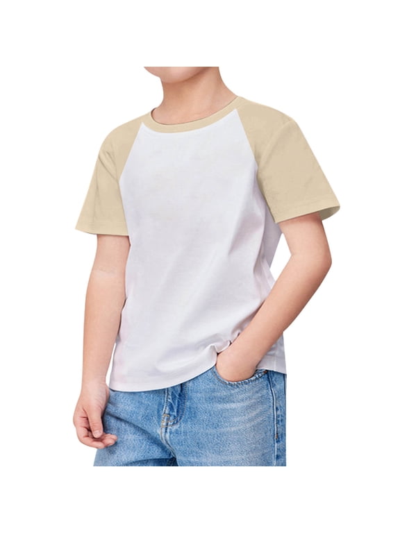 Little Kid Kids Boys Girls Casual Short Sleeve Oversized Round Neck Tee Shirt Tops Sleeveless Tops Boys Solid Color 4t Shirts Casual Dress Shirt Toddler Boy Women's Athletic 6-7 Years Brown