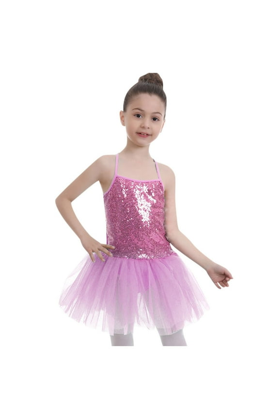 Little Kid Kids Girls Sequins Camisole Ballet Dance Dress Tutu Skirted Leotard Ballerina Dancewear Size 6x Girls Tops Toddler Clothes 4 5 Top Size 5 Cold Shoulder Tops for Little 3-4 Years Pink