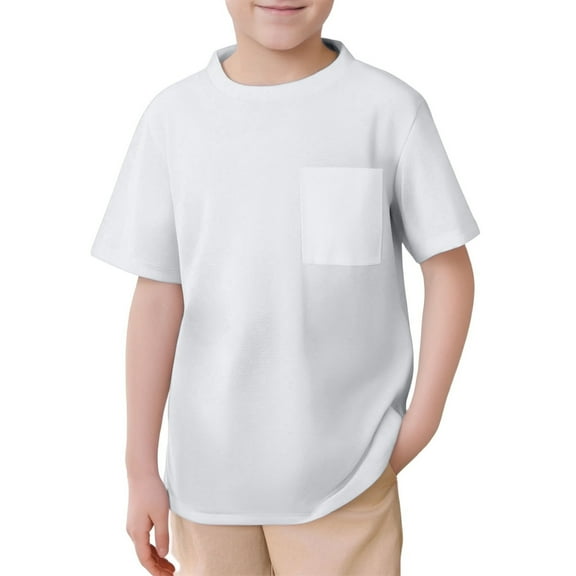 Little Kid Kids Mesh T Shirts Short Sleeve Plain Top Tees Boy & Girl Baby Unisex Toddler Children Crew Neck T Shirt With Pocket Youth Tee Shirt Youth Short Athletic Apparel Boys 3-4 Years White