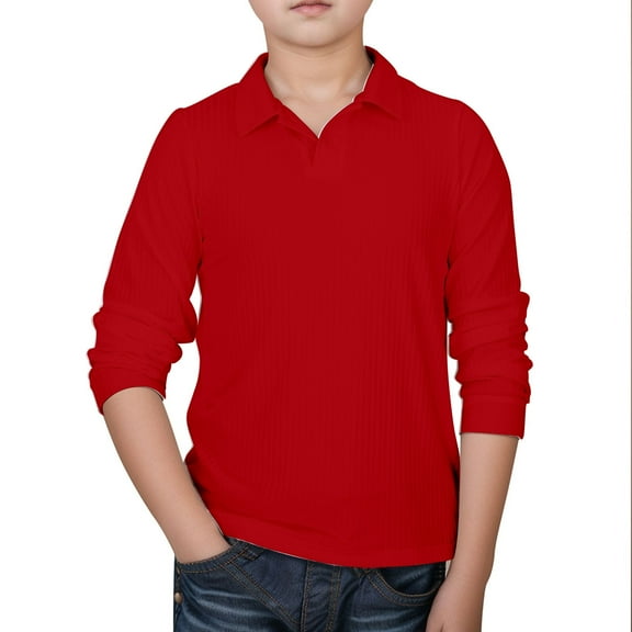 Little Kid Little Boys Kids Texture Shirts Casual Elasticity Long Sleeve Button Closure Knit Shirt Soft Tops Ice Boy Boys 14 16 Shirt Pack Kids Blank T Shirts Size 14 16 Clothes 5-6 Years Red