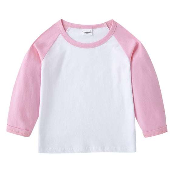 Little Kid New Children's T Shirt Round Neck Cartoon Long Sleeved Top Bottom Shirt Male Girl Baby T 2t Top Pack Toddler Boys 4t Outfits Items for Boys Kids Short Sleeve Big 4-5 Years Pink