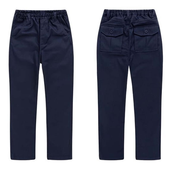 Little Kid School Joggers for Boys and Girls - Elastic Waist Dress Jogger Uniform Pants with Drawstring Navy 6-7 Years