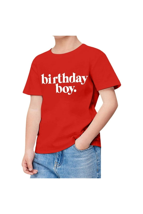 Little Kid Shirts For Teen Kids Boy Child Short Sleeve Happy Brithday Prints T Shirt Trendy Boy Fans Present Tops Ice Boys Football Tee Shirts Kids Dress Boys 5t Short Sleeve Shirt 3-4 Years Red