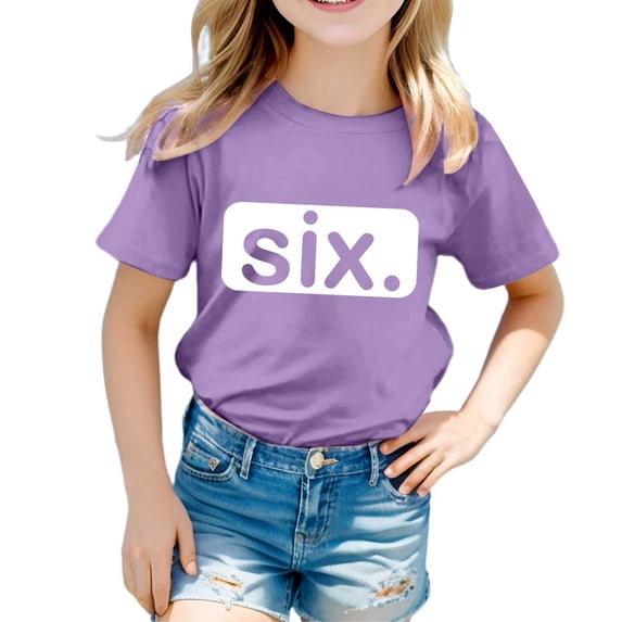 Little Kid Shirts For Teen Kids Girls Child Short Sleeve Prints T Shirt Trendy Girls Fans Present Tops Little Tunic Top Turtle Neck Top for Teen High Tops Size 6 Winter 6-7 Years Purple