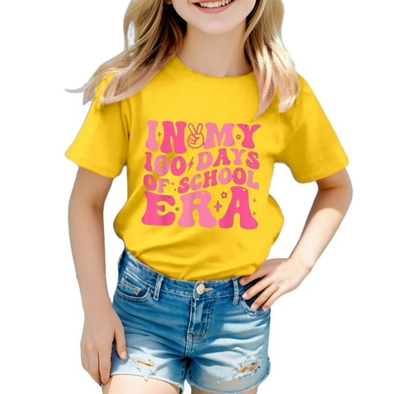 Little Kid Shirts For Teen Kids Girls Child Short Sleeve Prints T Shirt Trendy Girls Fans Tops Elastic Girl T Shirt Dance Shorts And Tops Top Size 9 Girl Winter Top Age 20 3-4 Years Yellow