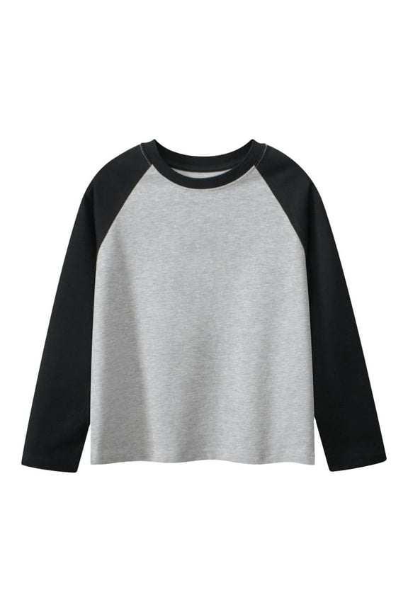 Little Kid Spring And Autumn Children's Long Sleeve T Shirt Men's And Women's Round Neck Sleeved Solid Color Long Sleeve Things for Teenage Boys Boys Tees Size 6 Muscle Shirt 5t 4-6 Years Black