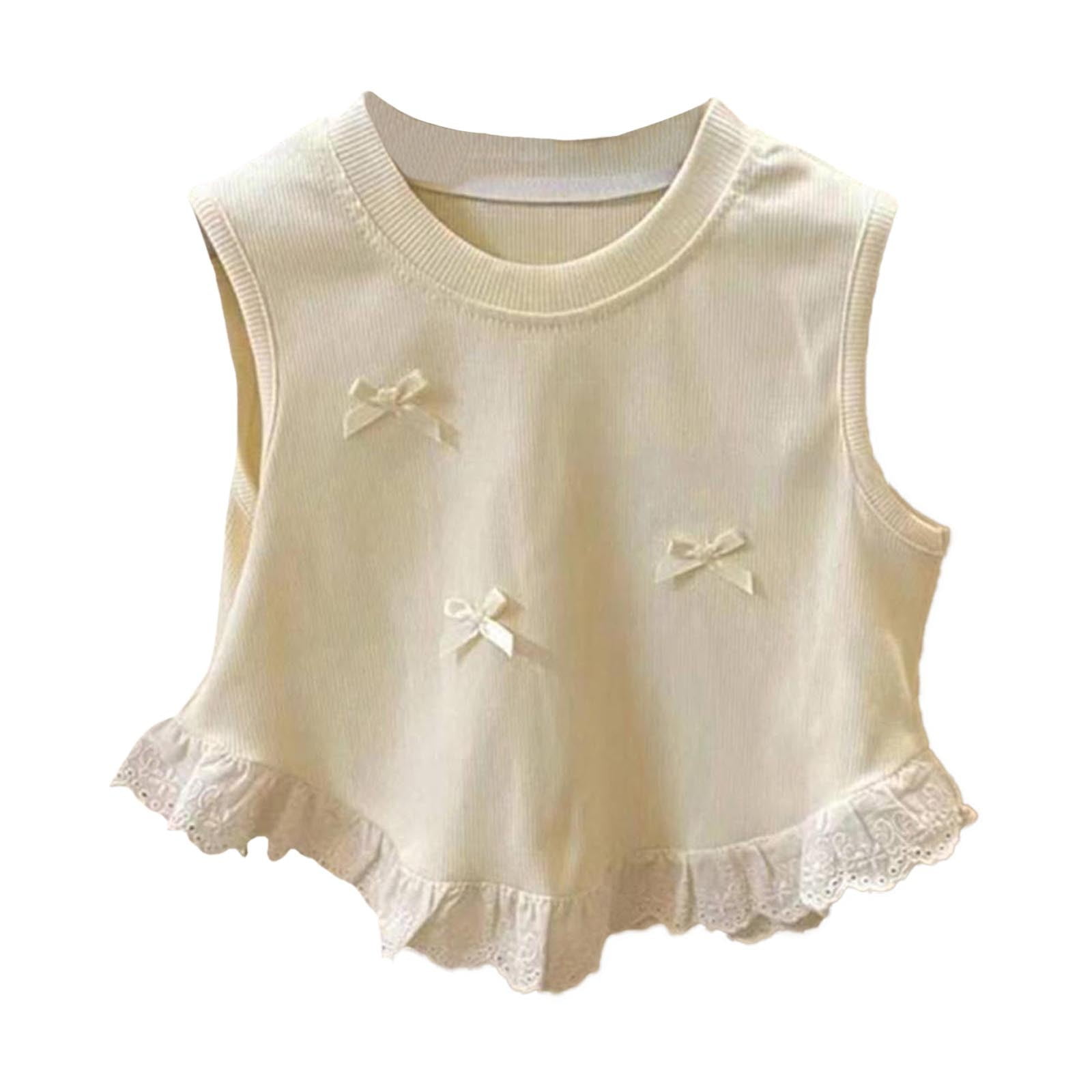 Little Kid Spring/ summer Girls Bow Short Vest Style Baby Lace Lace ...