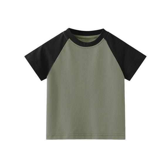 Little Kid Summer Toddler Boys Girls Short Sleeve T Shirt Tops Clothes 5t Short Sleeve Boys Shirts 14 Solid Color 4t Shirts Toddler Boy Size 5t Youth Compression Tops for Button 7-8 Years Green