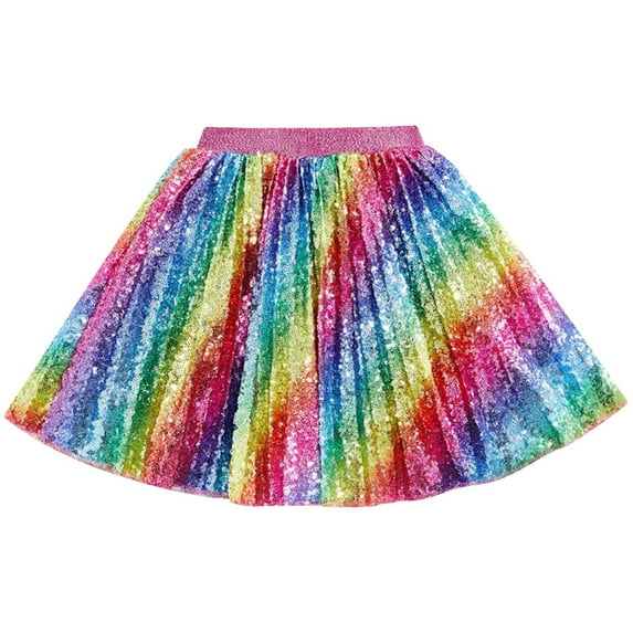 Little Kid Tennis Skorts New Girls Sequin Sparkling Glitter Pleated Skirt Toddler Dance Skirt Kid Tutus Skirts Party Clothes Multicolor 3XL