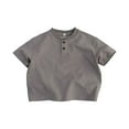 thumbnail image 1 of Little Kid Toddler Boys Girls Short Sleeve Summer Casual Gentleman Tops Beach Holiday Solid Shirts T Shirt High Top Air 1 Boys Tear off Shirt Boy Junior Shirts Toddler Boy 3-4 Years Gray, 1 of 5