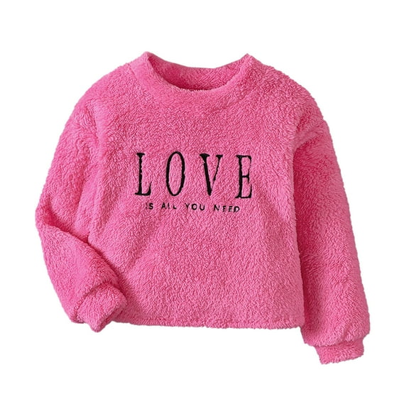 Little Kid Toddler Girls Long Sleeve Kids Warm Letter Prints T Shirt Pullover Tops Girls Blouse 8 Top Hoodies for Teen Size 8 Shirts Summer Shirt Flower Tops for Toddler Clothes 3-4 Years Pink