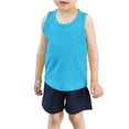 thumbnail image 1 of Little Kid Toddler Kids Baby Boys Girls Solid Tank Tops T Shirts Undershirts Summer Sleeveless Vest Girls Tops And Bottoms Long Sleeves Shirt for Toddler for Easter Shirt Baby 4-5 Years Blue, 1 of 4