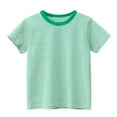 thumbnail image 1 of Little Kid Toddler Kids Baby Boys Girls Striped Short Sleeve Crewneck T Shirts Tops Tee Clothes For Children Boy T Shirts 12 14 Toddler Boy Button Shirt Boys Baseball Tee Shirt 4t 5-6 Years Green, 1 of 8