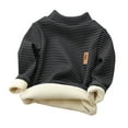 thumbnail image 1 of Big Kid Toddler Kids Baby Boys Girls Thick Lined Striped Shirts High Collar Soft Tops T Shirt Unisex Pullover Winter Warm Sweatshirt Cute off Shoulder Tops for Teen Girls Kids 12-13 Years Black, 1 of 4