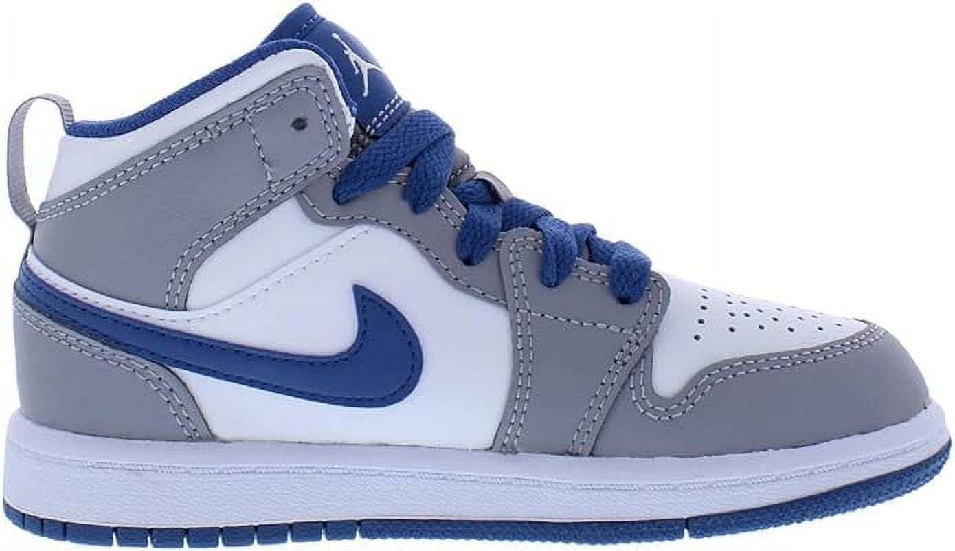Little Kid s Jordan 1 MID Cement Grey White True Blue DQ8424 014 1.5 Walmart